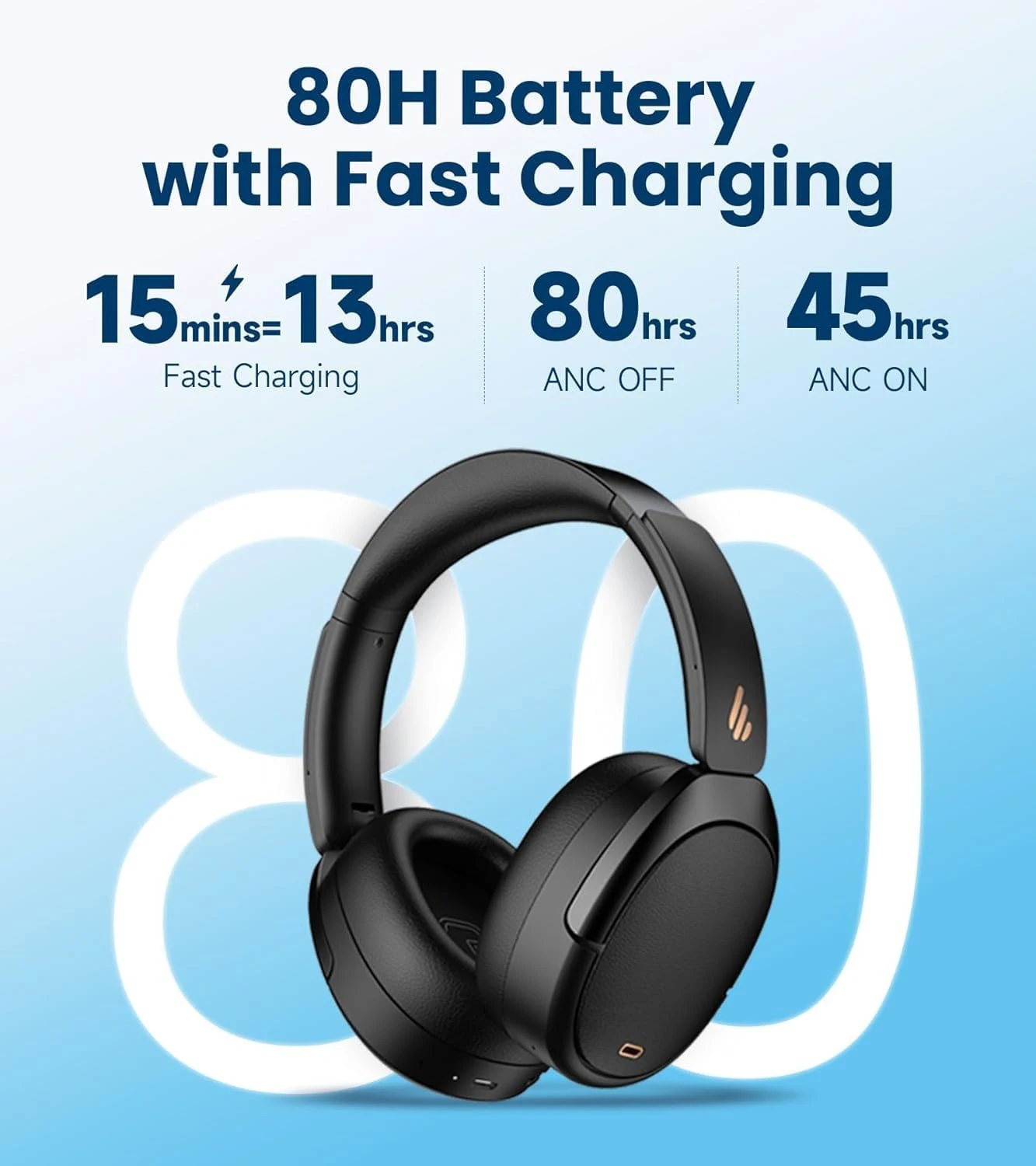 Edifier WH950NB Active Noise Cancelling Wireless Headphones Bluetooth 5.4 Headset, Hi-Res Wireless, 80hrs Playback,4 Microphones - Image 5