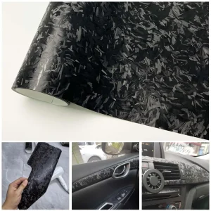 Black Chopped Carbon Fiber Film Color Change Car Stickers Vinyl Film Air Bubble Free Wrapping Auto Self Adhesive Decals