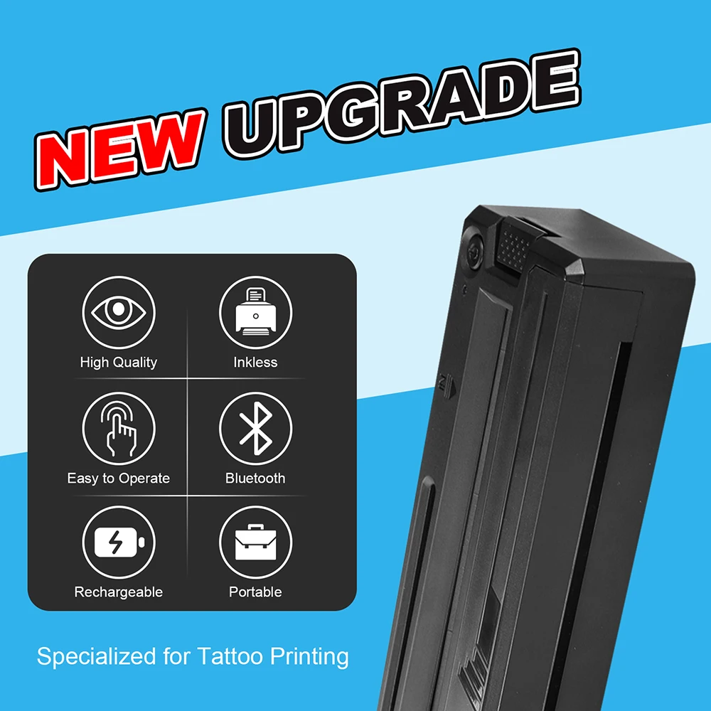 Wireless Tattoo Printer Bluetooth Tattoo Stencil Thermal Transfer Machine with 10 Transfer Paper Compatible with Smartphone & PC - Image 5
