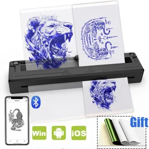Wireless Tattoo Stencil Printer Portable Bluetooth Thermal Tattoo Transfer Printer Machine Realistic Works for Phone/Tablet/PC